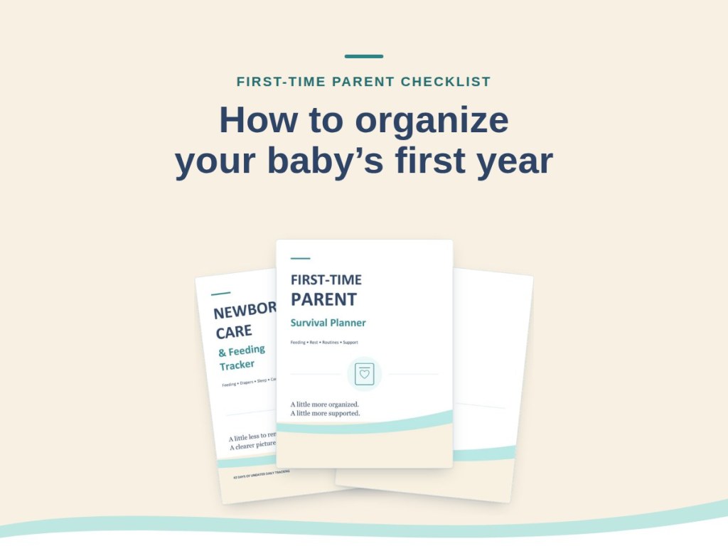 How to organize your baby's first year, with covers of baby planner and tracker books