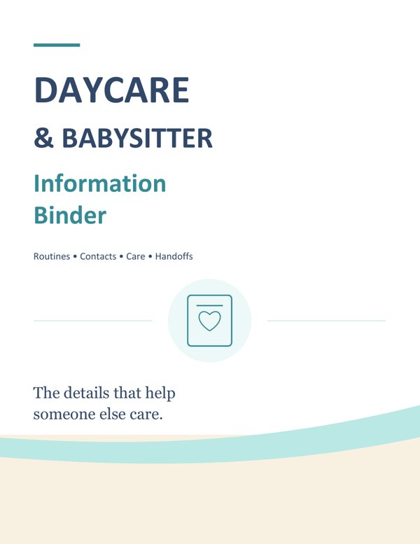 Front cover of Daycare & Babysitter Information Binder